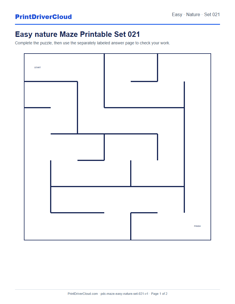 Preview of Easy nature Maze Printable Set 021