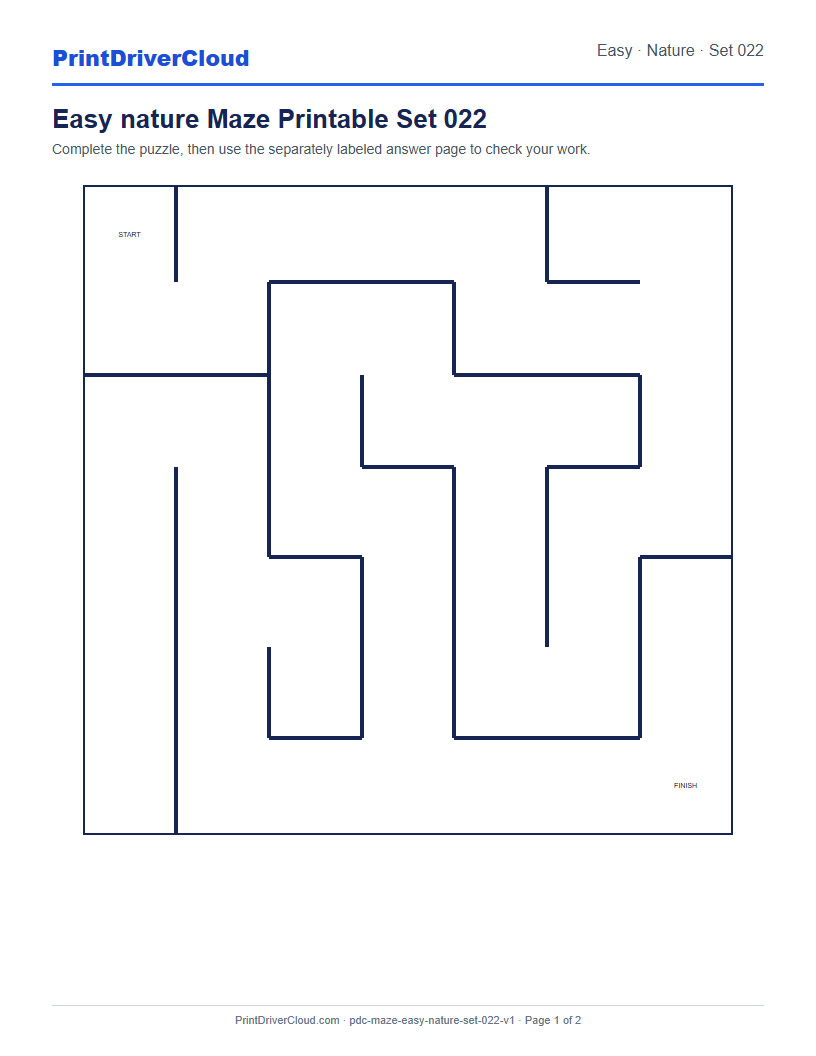 Preview of Easy nature Maze Printable Set 022