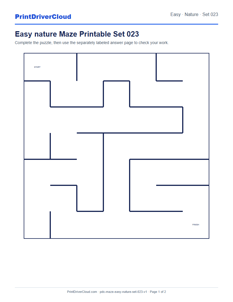 Preview of Easy nature Maze Printable Set 023