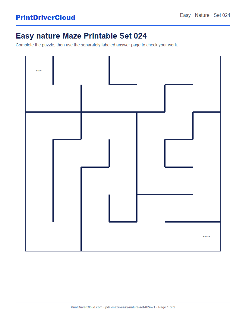 Preview of Easy nature Maze Printable Set 024