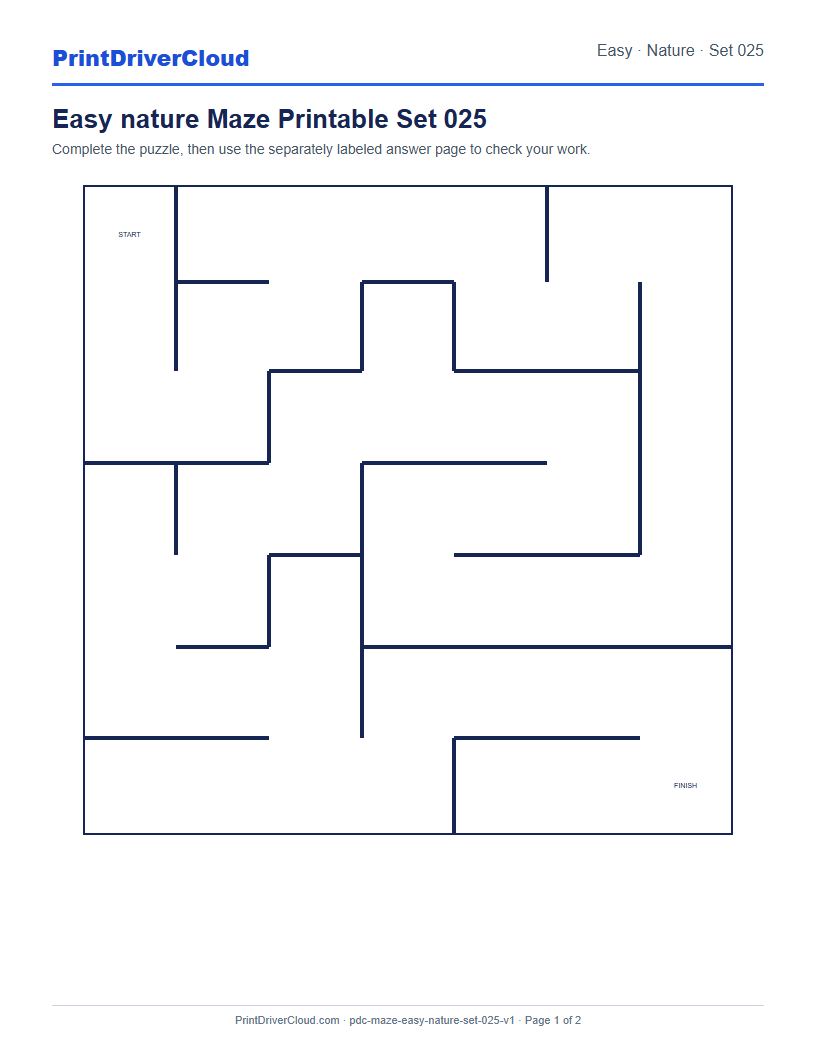 Preview of Easy nature Maze Printable Set 025