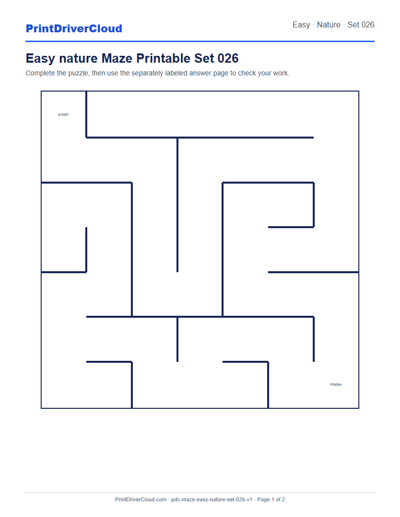 Preview of Easy nature Maze Printable Set 026