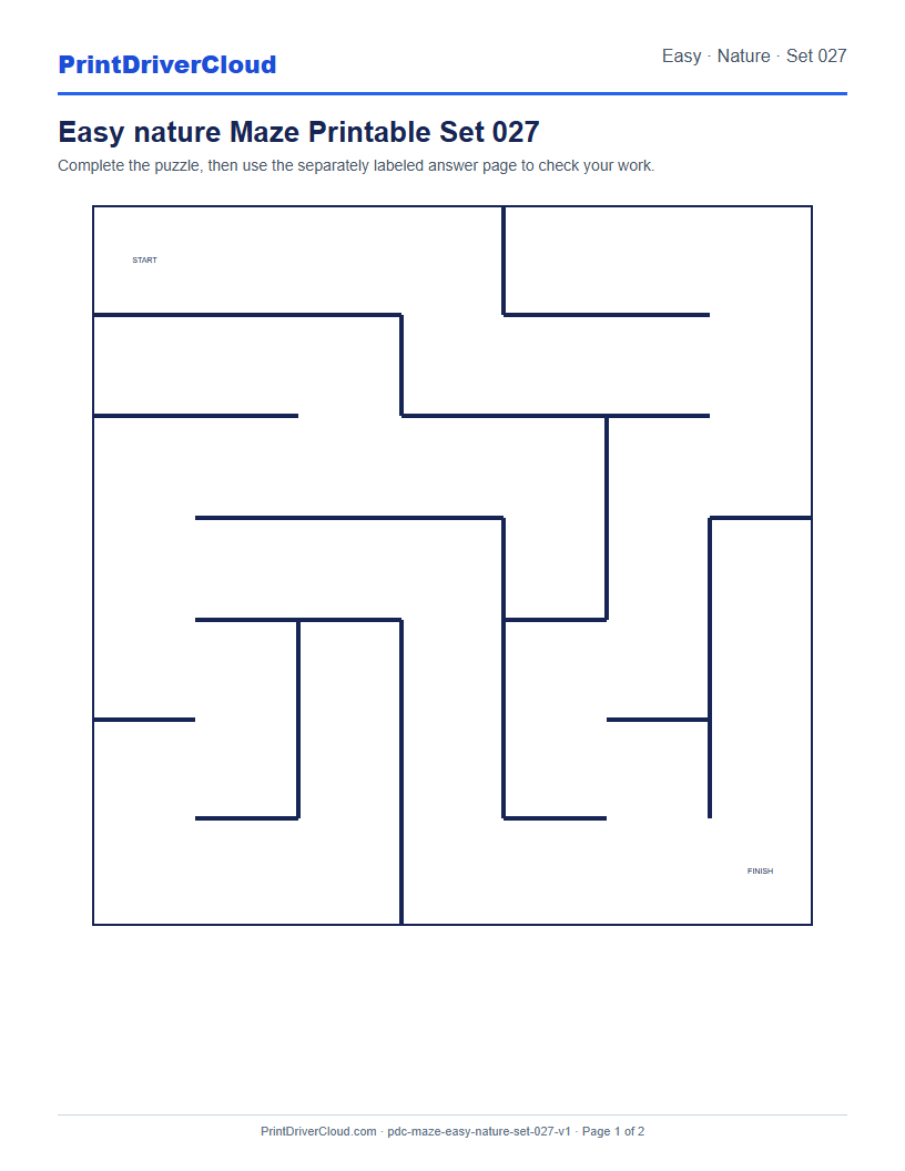 Preview of Easy nature Maze Printable Set 027