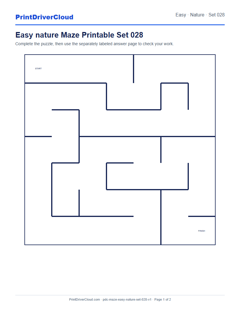 Preview of Easy nature Maze Printable Set 028