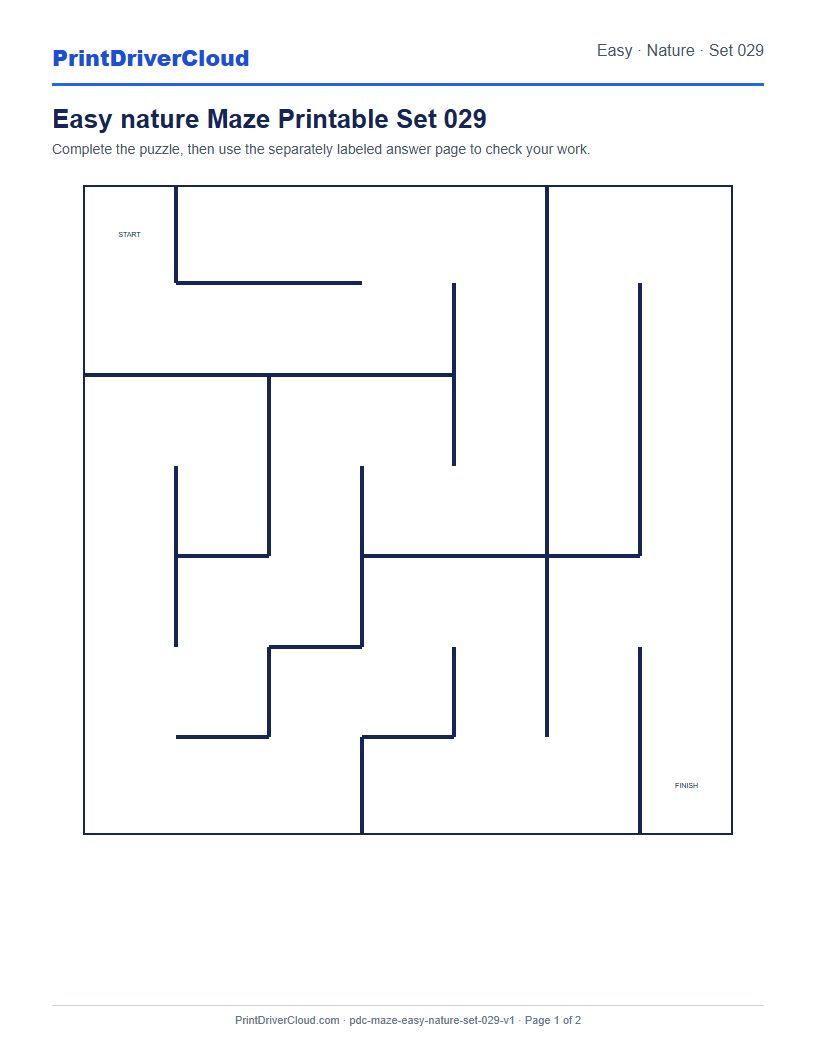 Preview of Easy nature Maze Printable Set 029