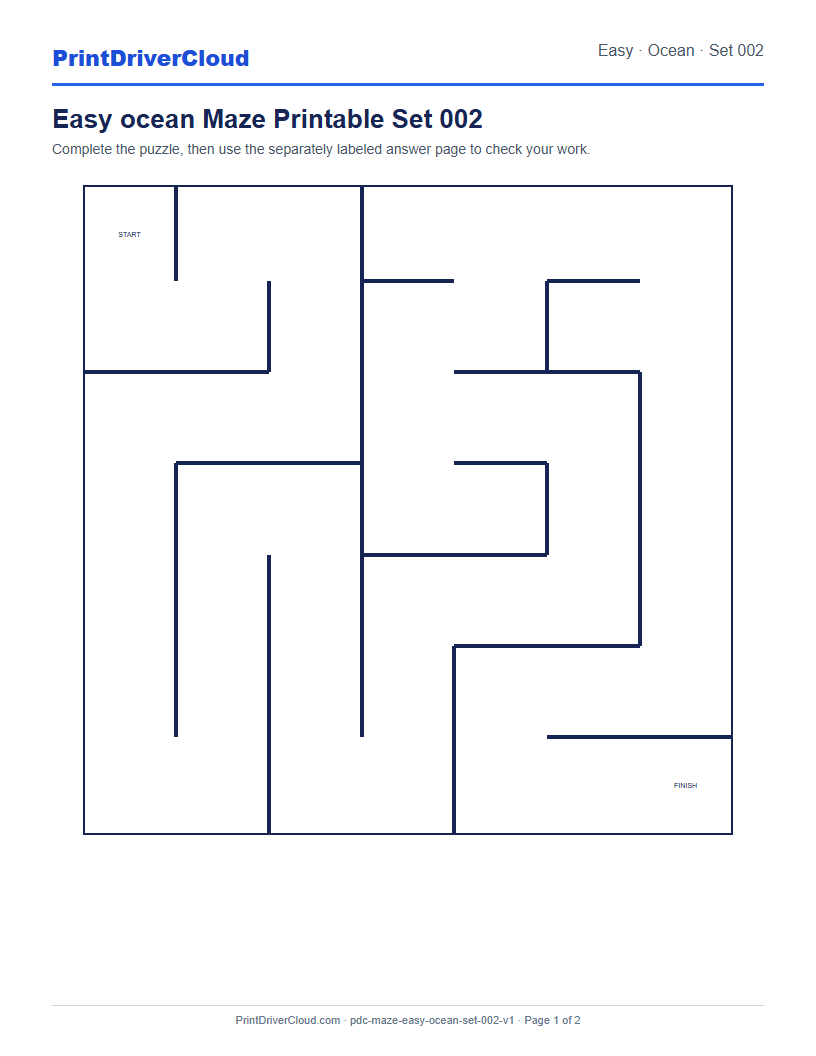 Preview of Easy ocean Maze Printable Set 002