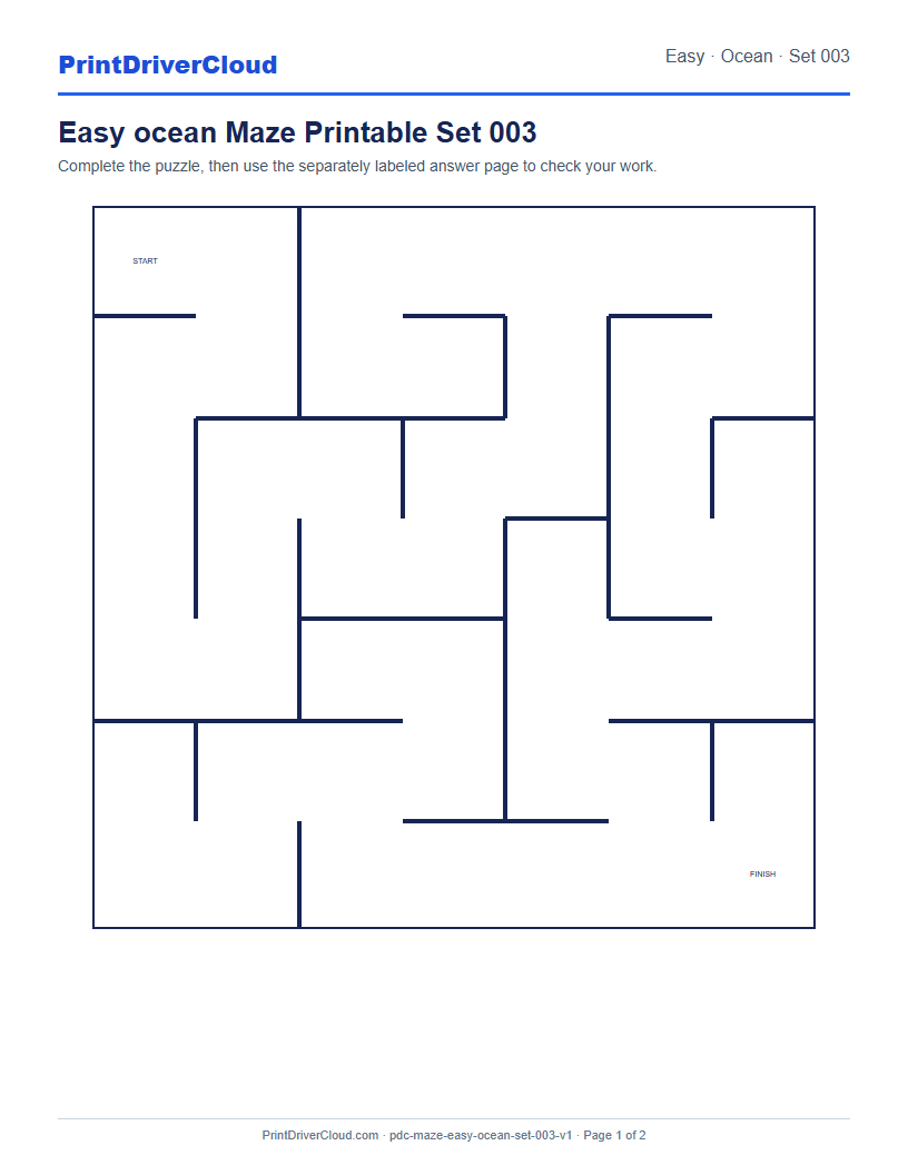 Preview of Easy ocean Maze Printable Set 003
