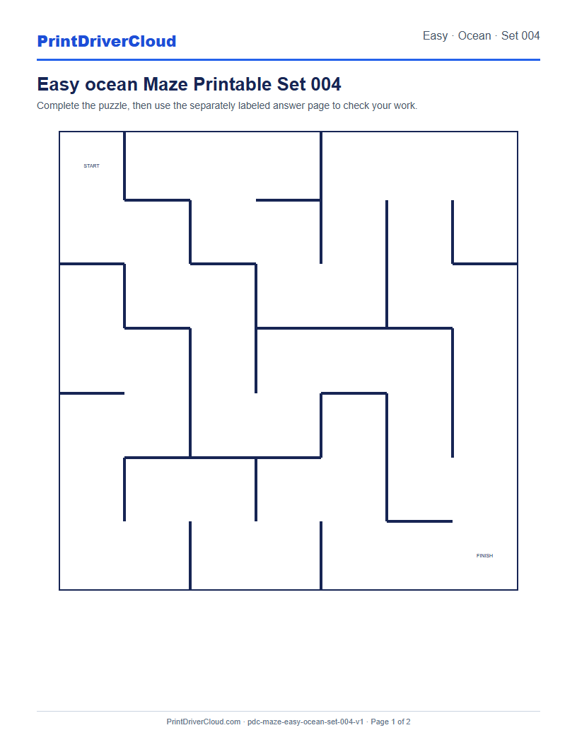Preview of Easy ocean Maze Printable Set 004