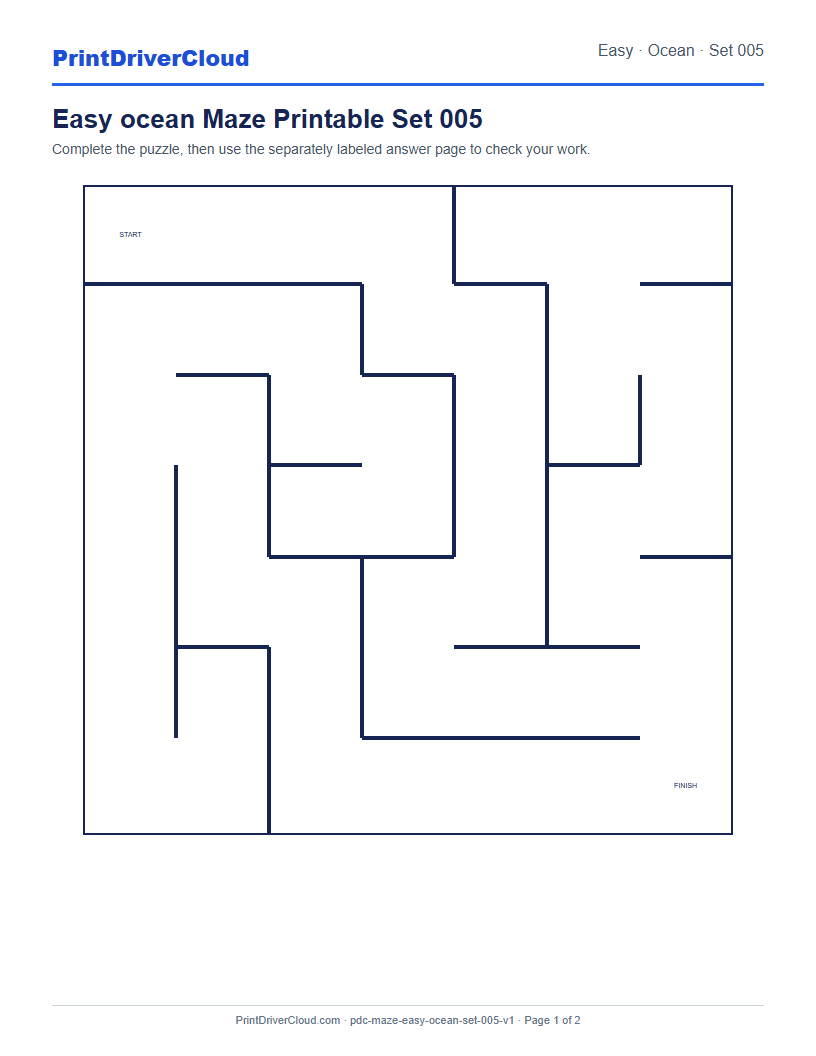 Preview of Easy ocean Maze Printable Set 005