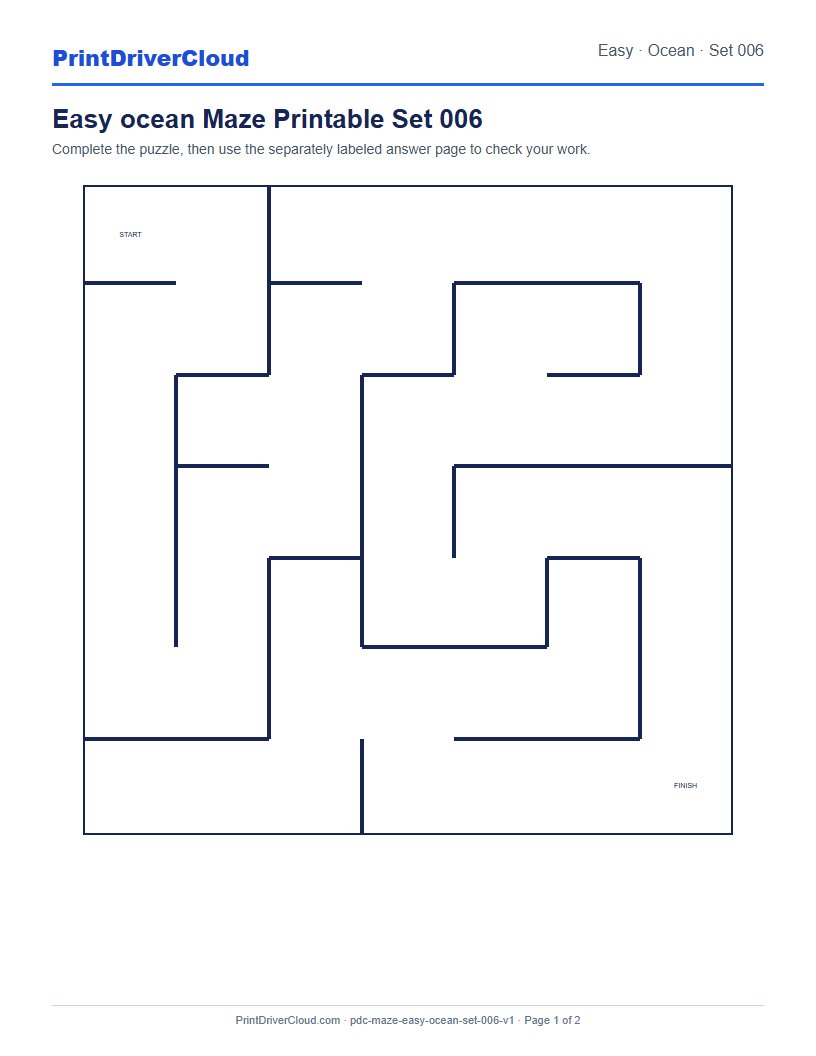 Preview of Easy ocean Maze Printable Set 006