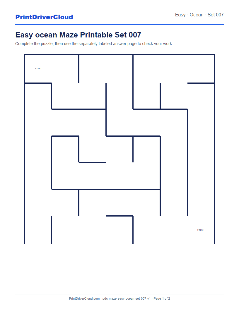 Preview of Easy ocean Maze Printable Set 007