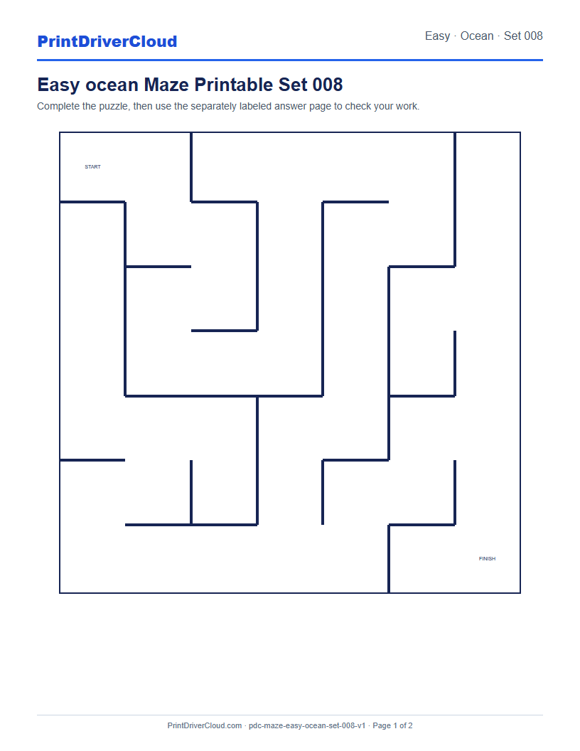 Preview of Easy ocean Maze Printable Set 008