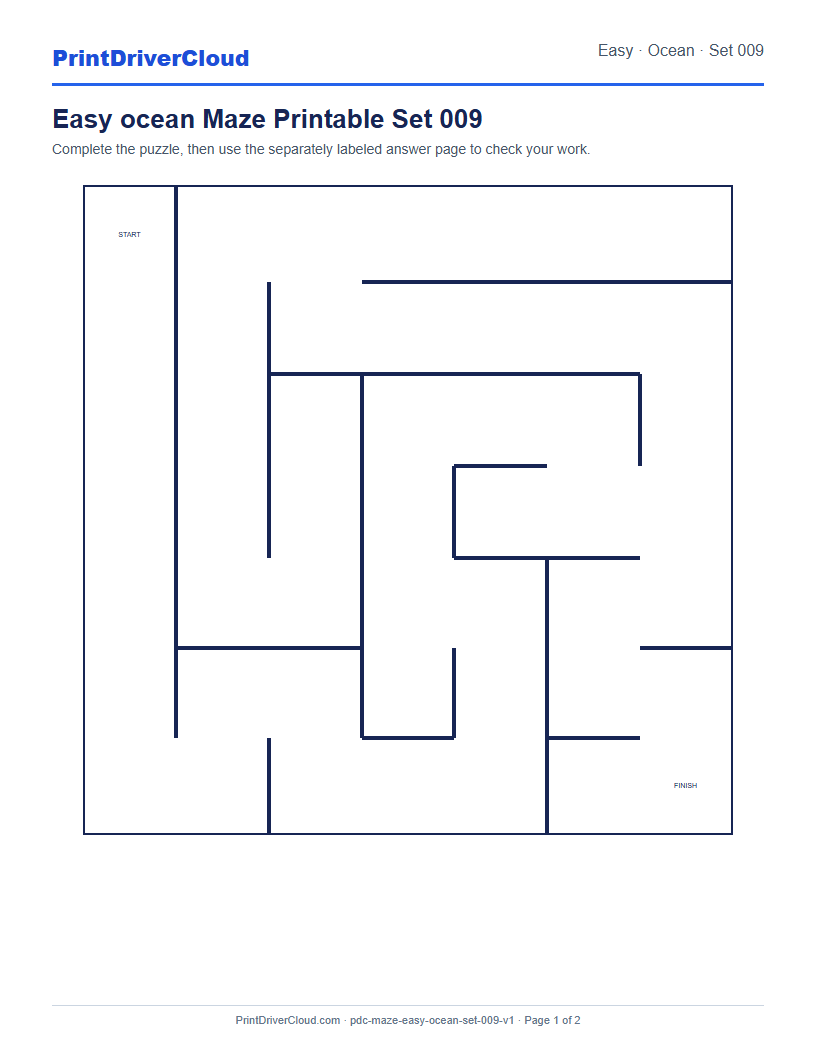 Preview of Easy ocean Maze Printable Set 009