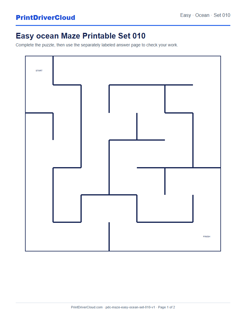 Preview of Easy ocean Maze Printable Set 010