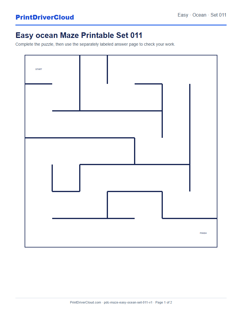 Preview of Easy ocean Maze Printable Set 011