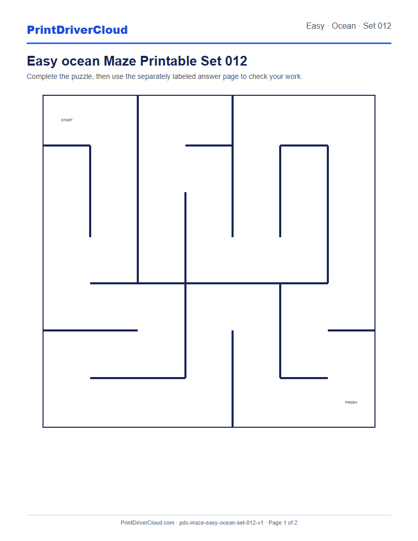 Preview of Easy ocean Maze Printable Set 012