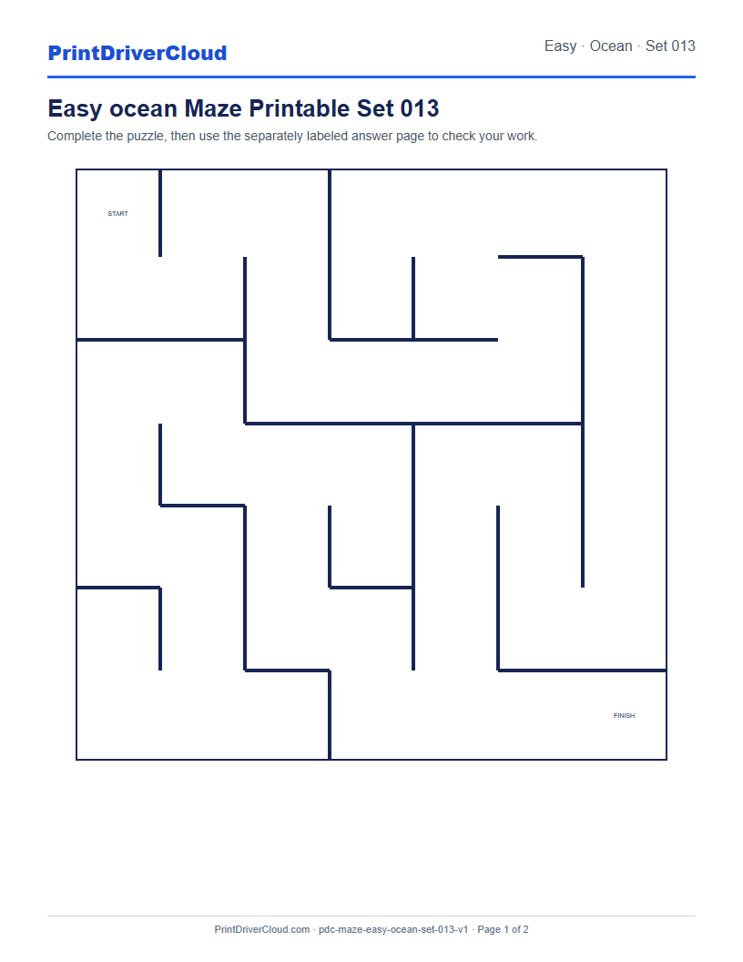 Preview of Easy ocean Maze Printable Set 013