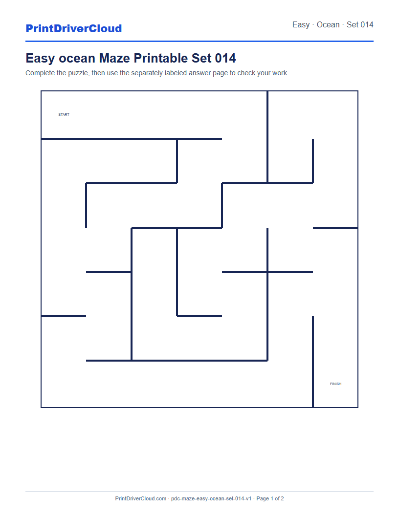 Preview of Easy ocean Maze Printable Set 014