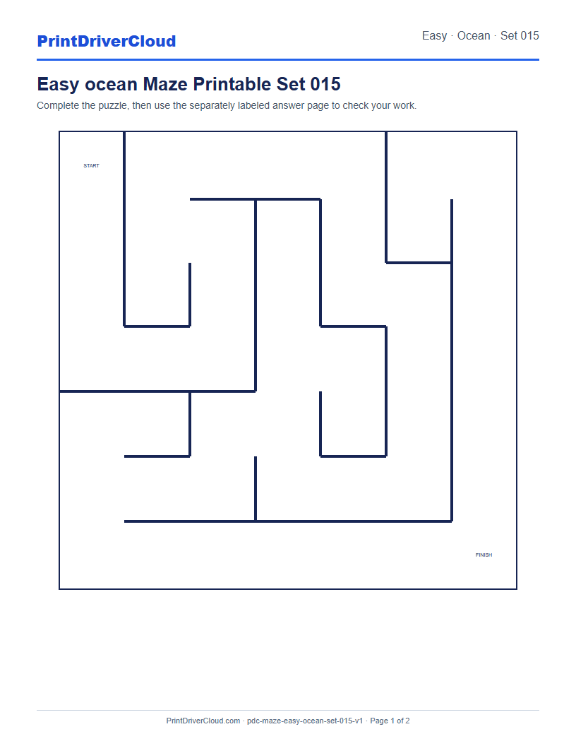 Preview of Easy ocean Maze Printable Set 015