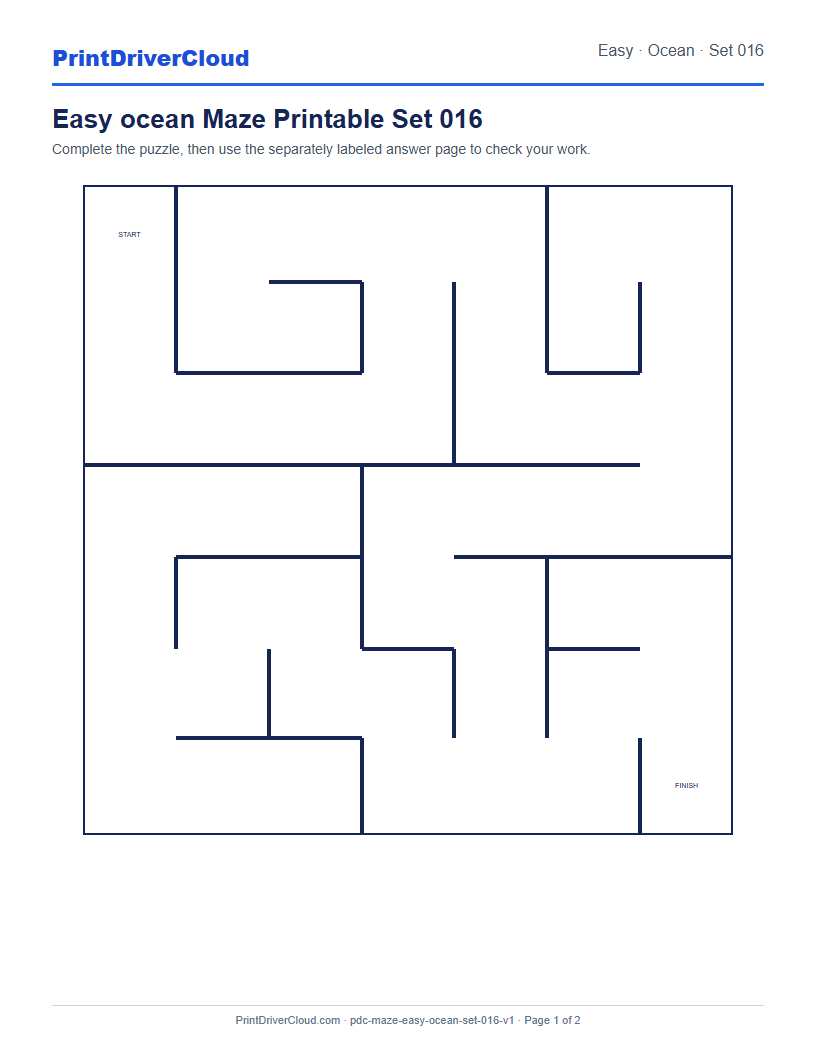 Preview of Easy ocean Maze Printable Set 016