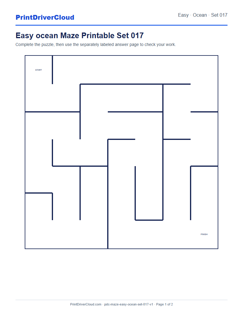 Preview of Easy ocean Maze Printable Set 017