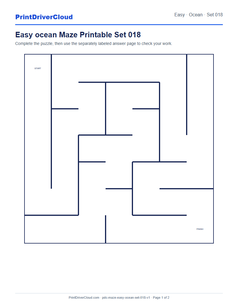Preview of Easy ocean Maze Printable Set 018