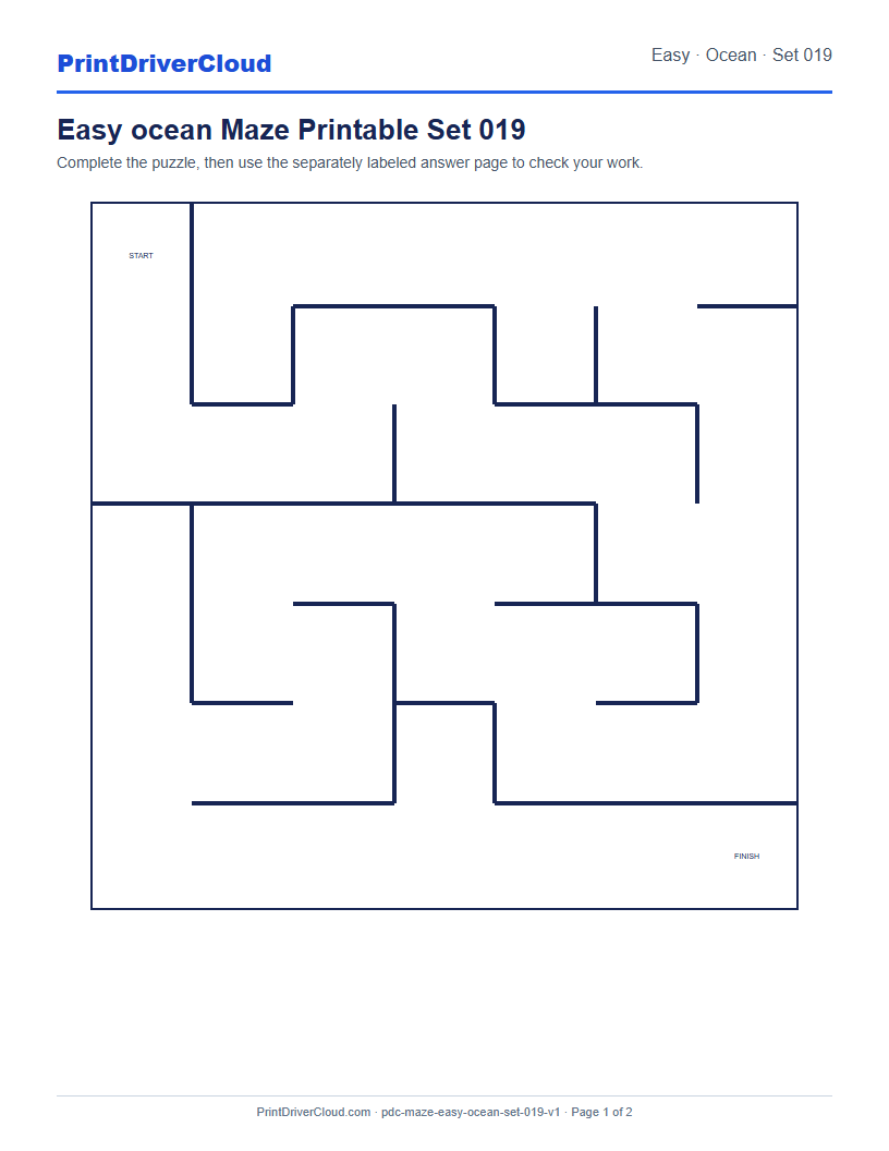 Preview of Easy ocean Maze Printable Set 019