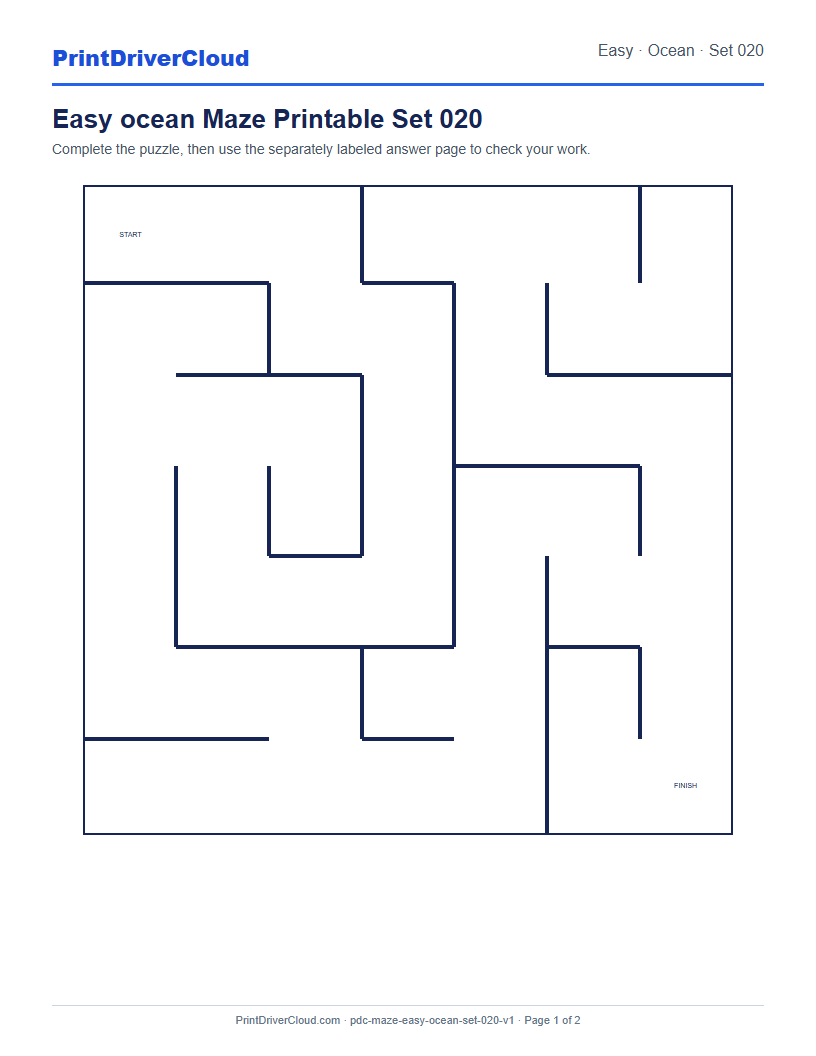 Preview of Easy ocean Maze Printable Set 020