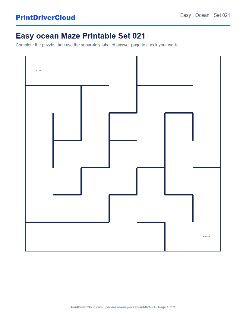 Preview of Easy ocean Maze Printable Set 021