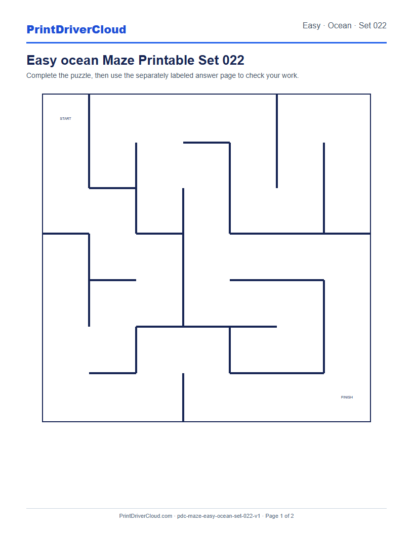 Preview of Easy ocean Maze Printable Set 022