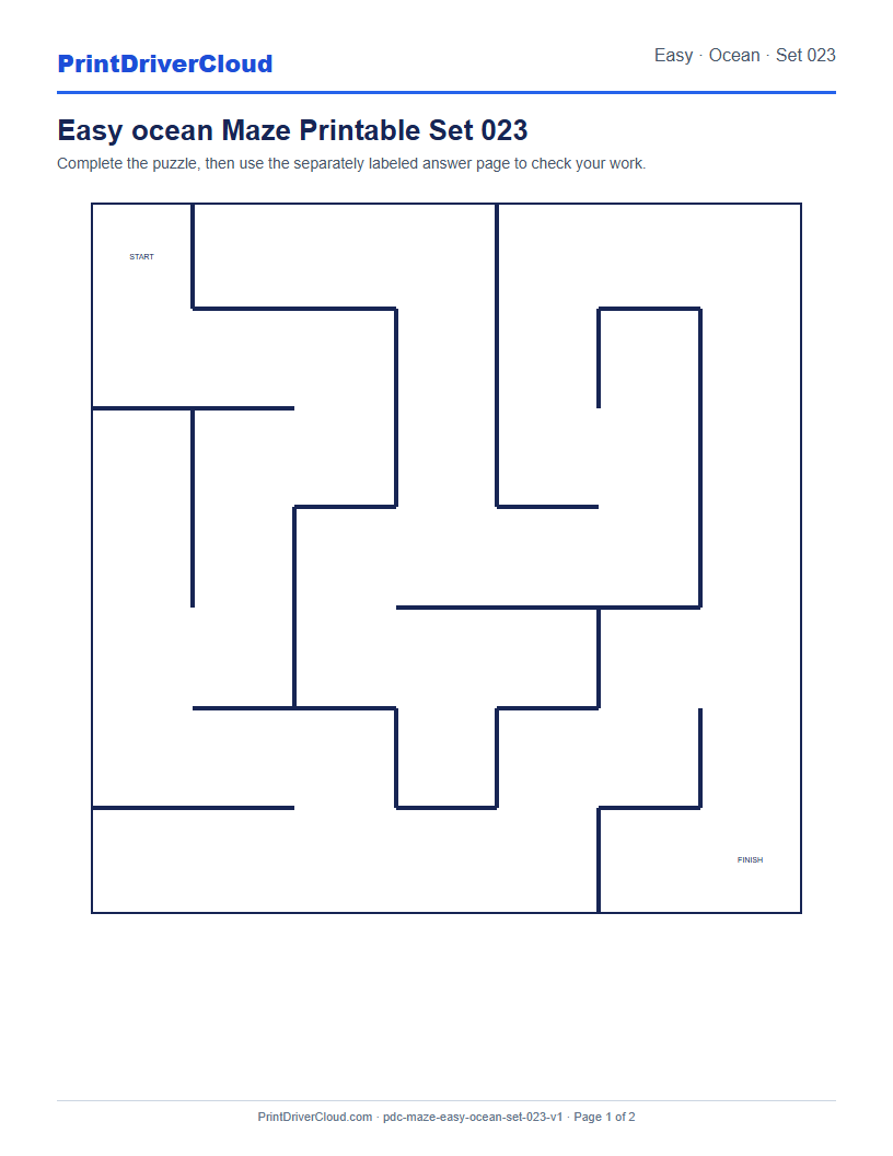 Preview of Easy ocean Maze Printable Set 023