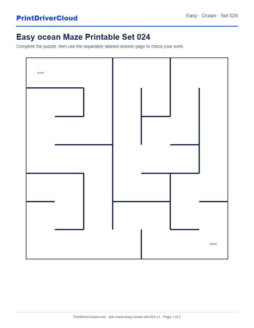 Preview of Easy ocean Maze Printable Set 024