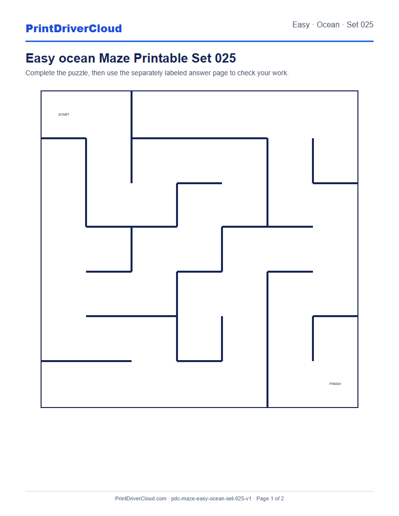 Preview of Easy ocean Maze Printable Set 025