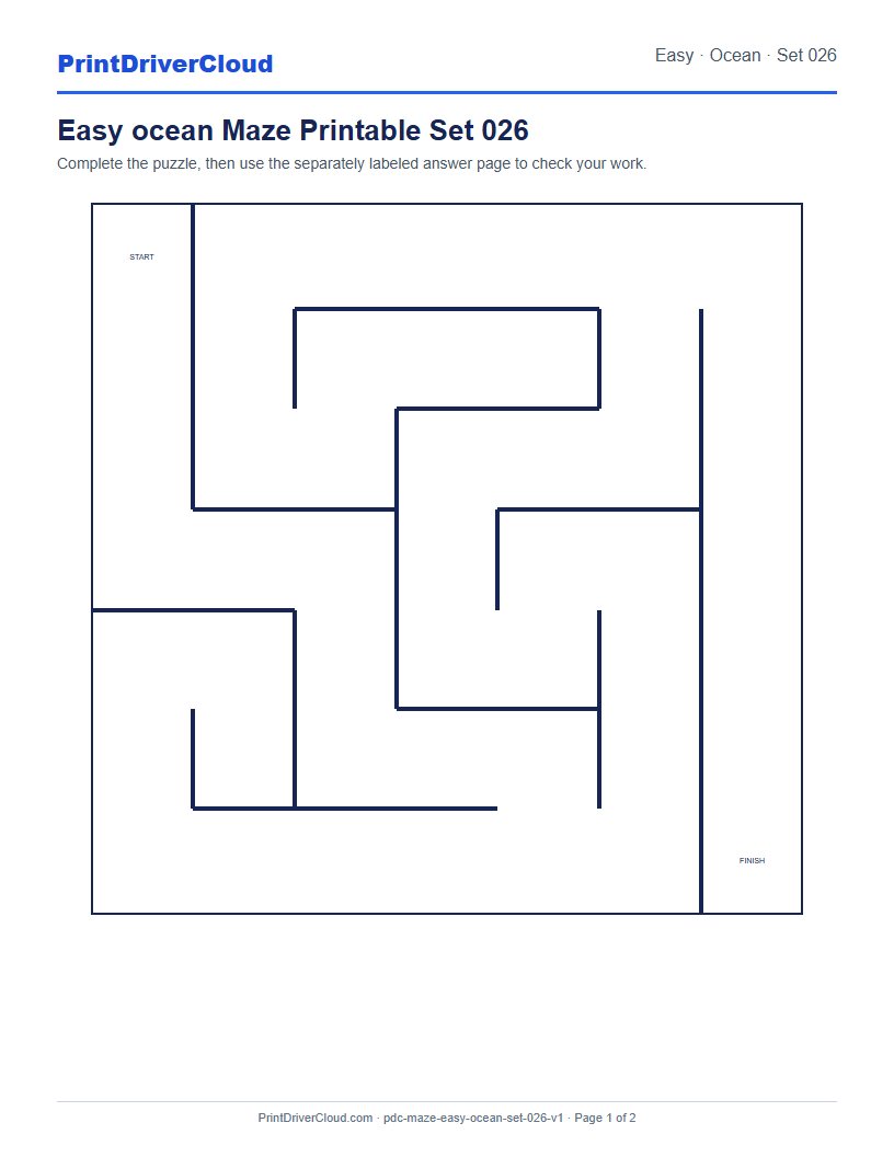 Preview of Easy ocean Maze Printable Set 026