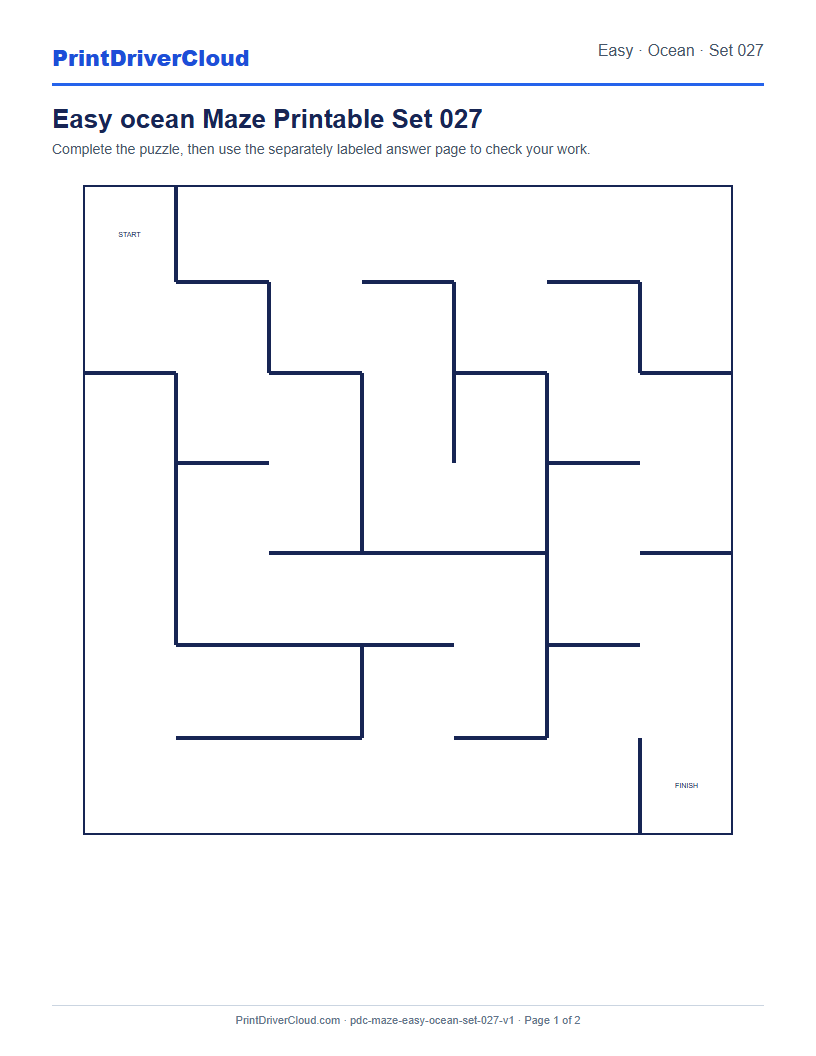Preview of Easy ocean Maze Printable Set 027