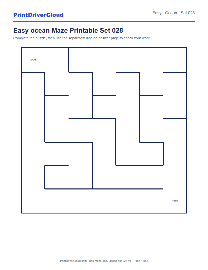 Preview of Easy ocean Maze Printable Set 028