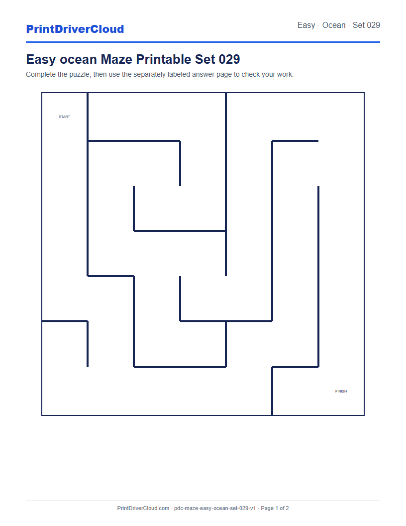 Preview of Easy ocean Maze Printable Set 029