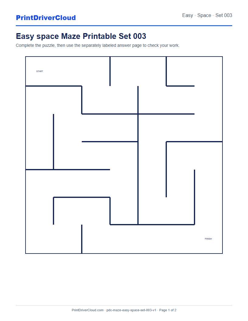 Preview of Easy space Maze Printable Set 003