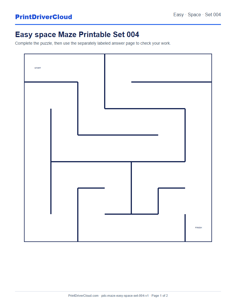 Preview of Easy space Maze Printable Set 004