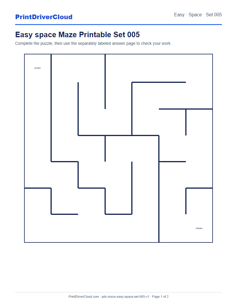 Preview of Easy space Maze Printable Set 005