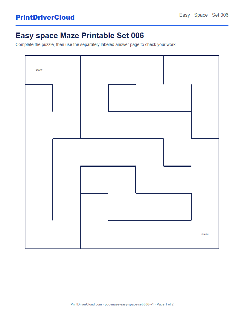 Preview of Easy space Maze Printable Set 006