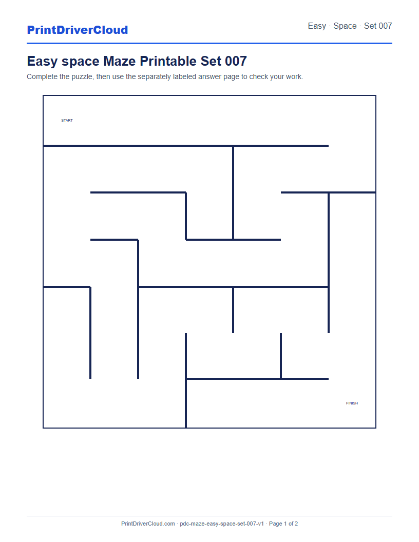 Preview of Easy space Maze Printable Set 007