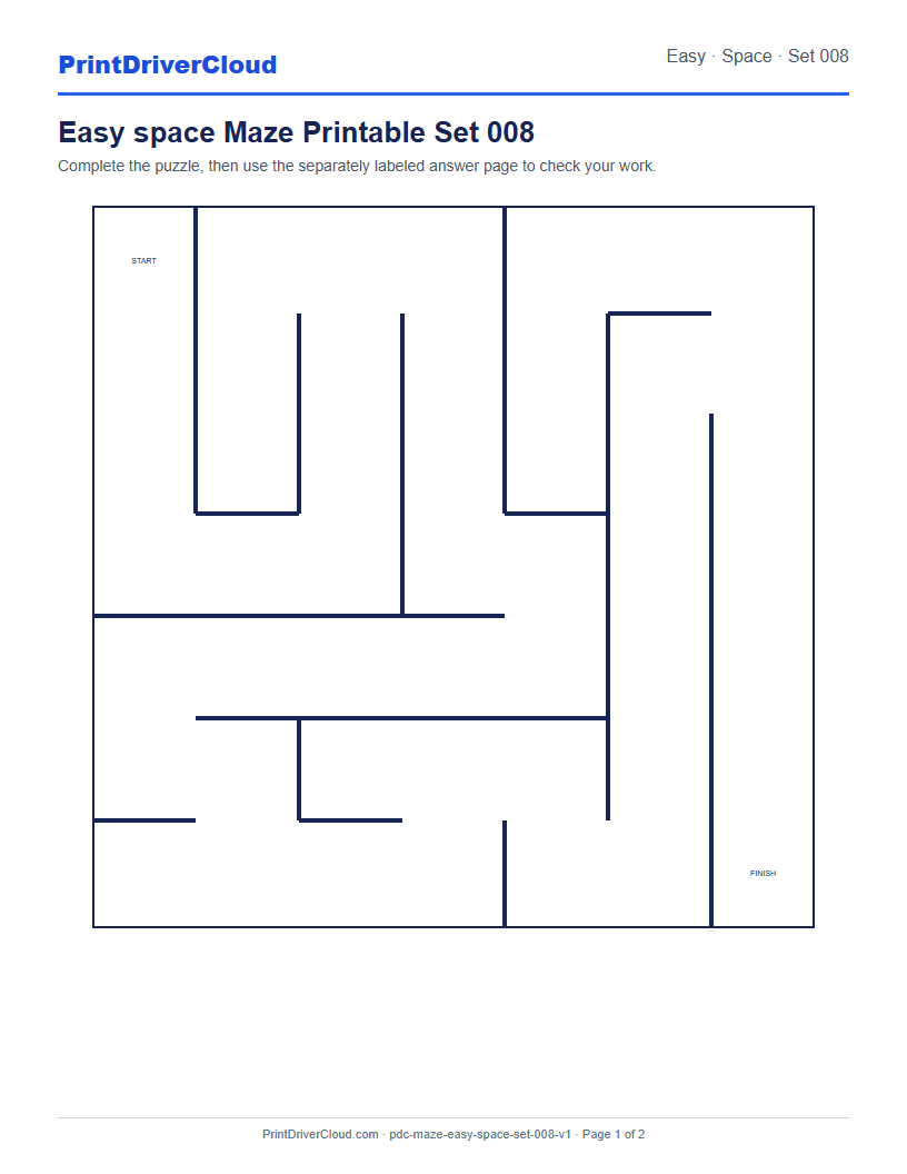 Preview of Easy space Maze Printable Set 008
