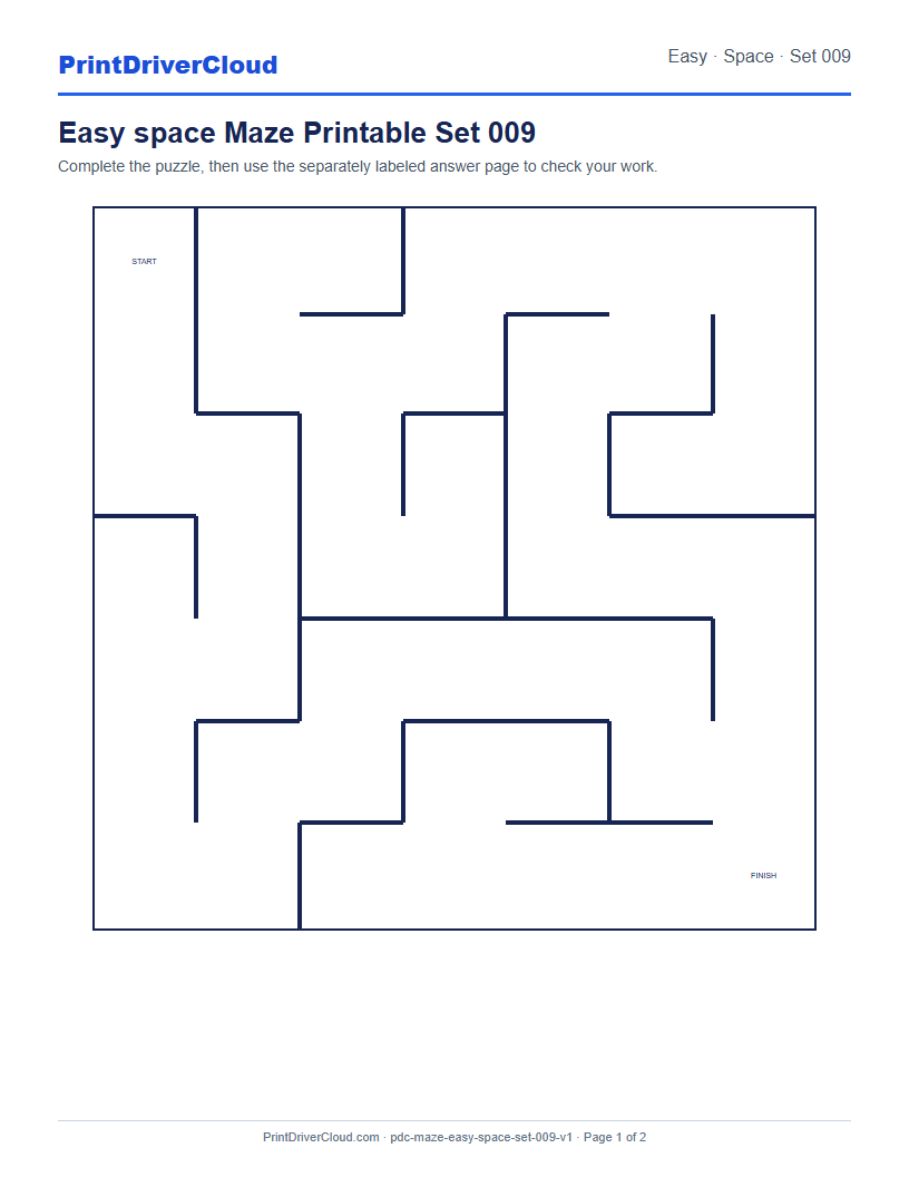 Preview of Easy space Maze Printable Set 009