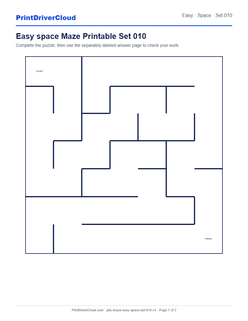 Preview of Easy space Maze Printable Set 010