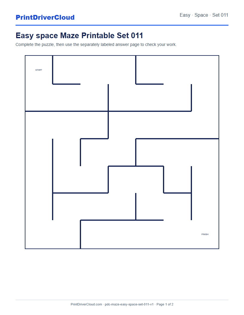Preview of Easy space Maze Printable Set 011