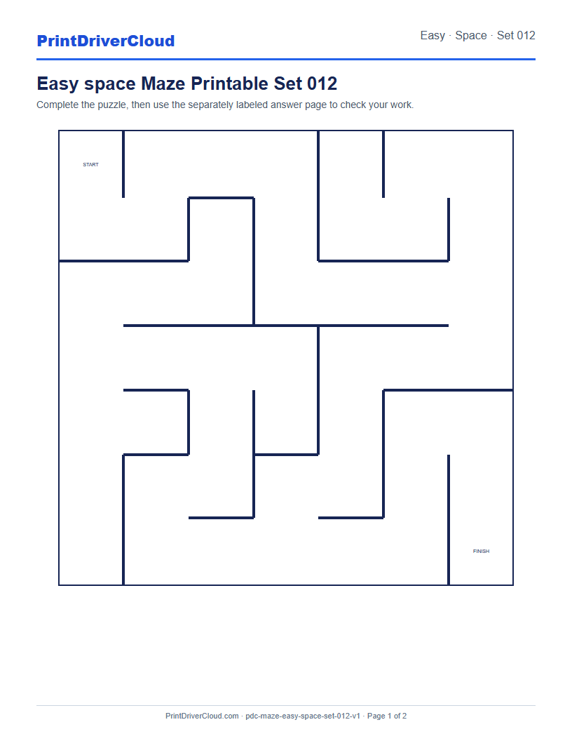 Preview of Easy space Maze Printable Set 012