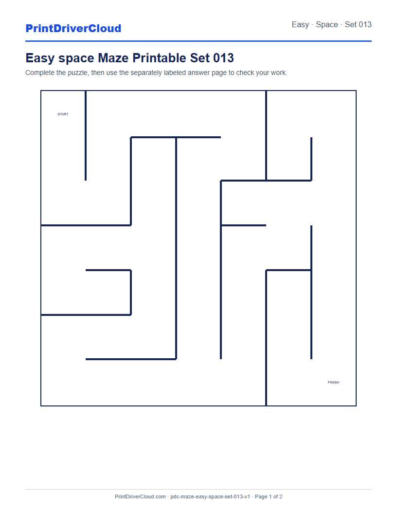 Preview of Easy space Maze Printable Set 013