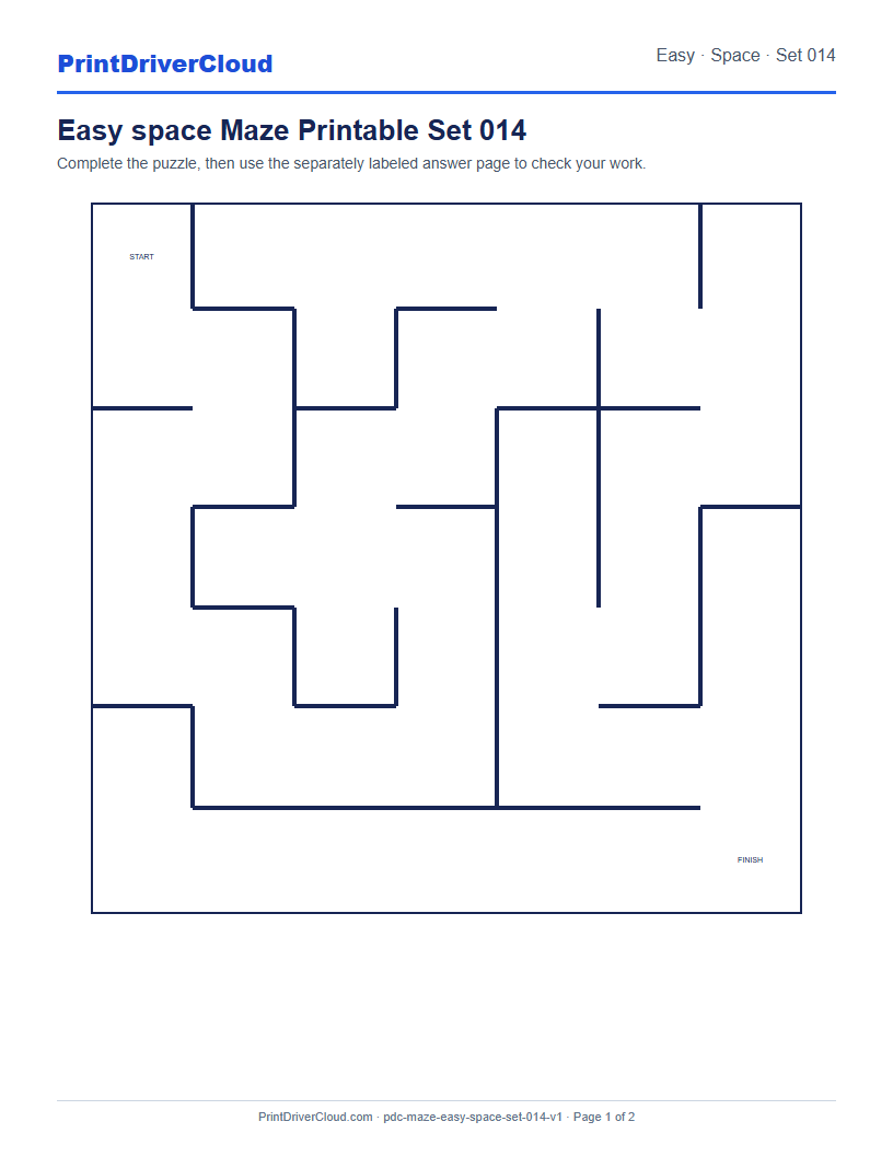 Preview of Easy space Maze Printable Set 014