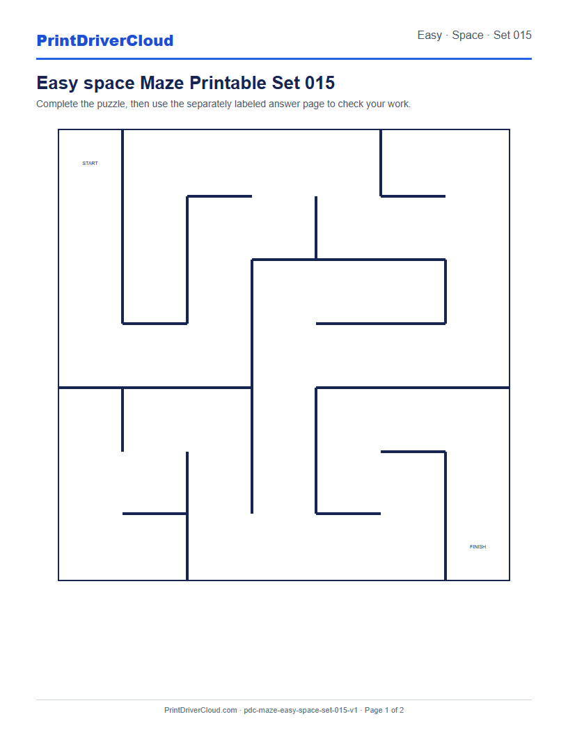 Preview of Easy space Maze Printable Set 015